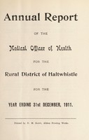 view [Report 1911] / Medical Officer of Health, Haltwhistle R.D.C.