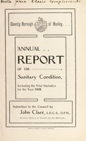 view [Report 1908] / Medical Officer of Health, Hanley County Borough.