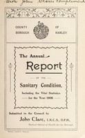 view [Report 1909] / Medical Officer of Health, Hanley County Borough.