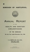 view [Report 1934] / Medical Officer of Health, Hartlepool Borough.