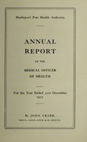 view [Report 1952] / Medical Officer of Health, Hartlepool Port Health Authority.