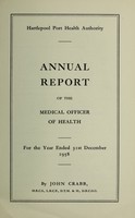 view [Report 1958] / Medical Officer of Health, Hartlepool Port Health Authority.