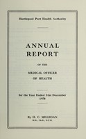 view [Report 1970] / Medical Officer of Health, Hartlepool Port Health Authority.