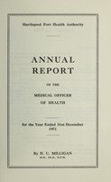 view [Report 1971] / Medical Officer of Health, Hartlepool Port Health Authority.