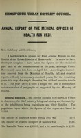 view [Report 1921] / Medical Officer of Health, Hemsworth U.D.C.