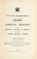 view [Report 1926] / Medical Officer of Health, Hereford City.