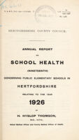 view [Report 1926] / School Medical Officer of Health, Hertfordshire County Council.