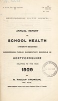 view [Report 1929] / School Medical Officer of Health, Hertfordshire County Council.