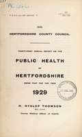 view [Report 1929] / Medical Officer of Health, Hertfordshire County Council.