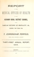 view [Report 1904] / Medical Officer of Health, Hexham R.D.C.