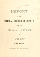 view [Report 1925] / Medical Officer of Health, Holme U.D.C.