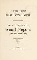 view [Report 1925] / Medical Officer of Health, Hoyland Nether U.D.C.