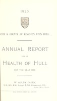 view [Report 1926] / Medical Officer of Health, Kingston-upon-Hull County Borough.