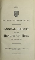 view [Report 1931] / Medical Officer of Health, Kingston-upon-Hull County Borough.