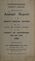 view [Report 1920] / Medical Officer of Health, Huntingdonshire / County of Huntingdon County Council.