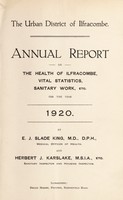 view [Report 1920] / Medical Officer of Health, Ilfracombe U.D.C.