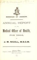 view [Report 1894] / Medical Officer of Health, Jarrow Borough.