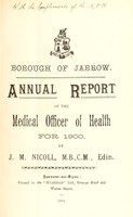 view [Report 1900] / Medical Officer of Health, Jarrow Borough.