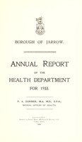 view [Report 1933] / Medical Officer of Health, Jarrow Borough.