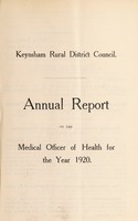 view [Report 1920] / Medical Officer of Health, Keynsham R.D.C.