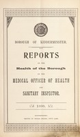 view [Report 1898] / Medical Officer of Health, Kidderminster Borough.