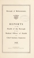 view [Report 1925] / Medical Officer of Health, Kidderminster Borough.