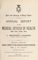 view [Report 1913] / Medical Officer of Health, King's Lynn Borough & Port.