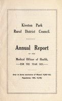 view [Report 1925] / Medical Officer of Health, Kiveton Park R.D.C.