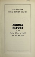 view [Report 1952] / Medical Officer of Health, Kiveton Park R.D.C.