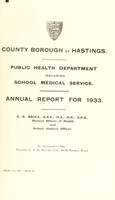 view [Report 1933] / Medical Officer of Health, Hastings County Borough.