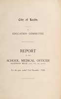 view [Report 1920] / School Medical Officer of Health, Leeds City.