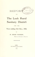 view [Report 1925] / Medical Officer of Health, Leek R.D.C.