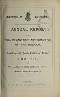 view [Report 1880] / Medical Officer of Health, Leicester Borough.