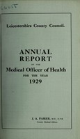 view [Report 1929] / Medical Officer of Health, Leicestershire / County of Leicester County Council.