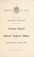 view [Report 1929] / School Medical Officer of Health, Leigh Borough.