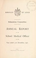 view [Report 1931] / School Medical Officer of Health, Leigh Borough.