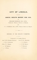 view [Report 1909] / Medical Officer of Health, Lincoln City.