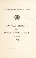 view [Report 1925] / Medical Officer of Health, Lincoln City.