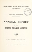 view [Report 1933] / School Medical Officer of Health, County Council of the Parts of Lindsey (Lincolnshire).