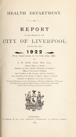 view [Report 1922] / Medical Officer of Health, Liverpool City.