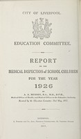 view [Report 1926] / School Medical Officer of Health, Liverpool.