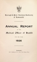 view [Report 1926] / Medical Officer of Health, Lowestoft Borough and Port.