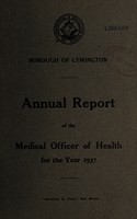 view [Report 1937] / Medical Officer of Health, Lymington Borough.