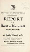 view [Report 1925] / Medical Officer of Health, Macclesfield Borough.