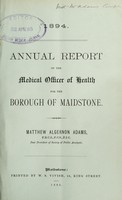 view [Report 1894] / Medical Officer of Health, Maidstone U.D.C. / Borough.