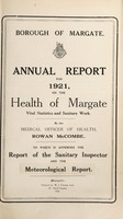 view [Report 1921] / Medical Officer of Health, Margate Borough.