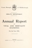 view [Report 1926] / Medical Officer of Health, Middlesbrough County Borough.