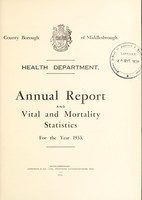 view [Report 1933] / Medical Officer of Health, Middlesbrough County Borough.