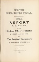 view [Report 1920] / Medical Officer of Health, Morpeth R.D.C.