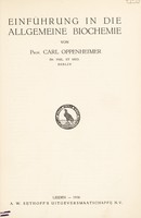 view Einführung in die allgemeine Biochemie / von Carl Oppenheimer.